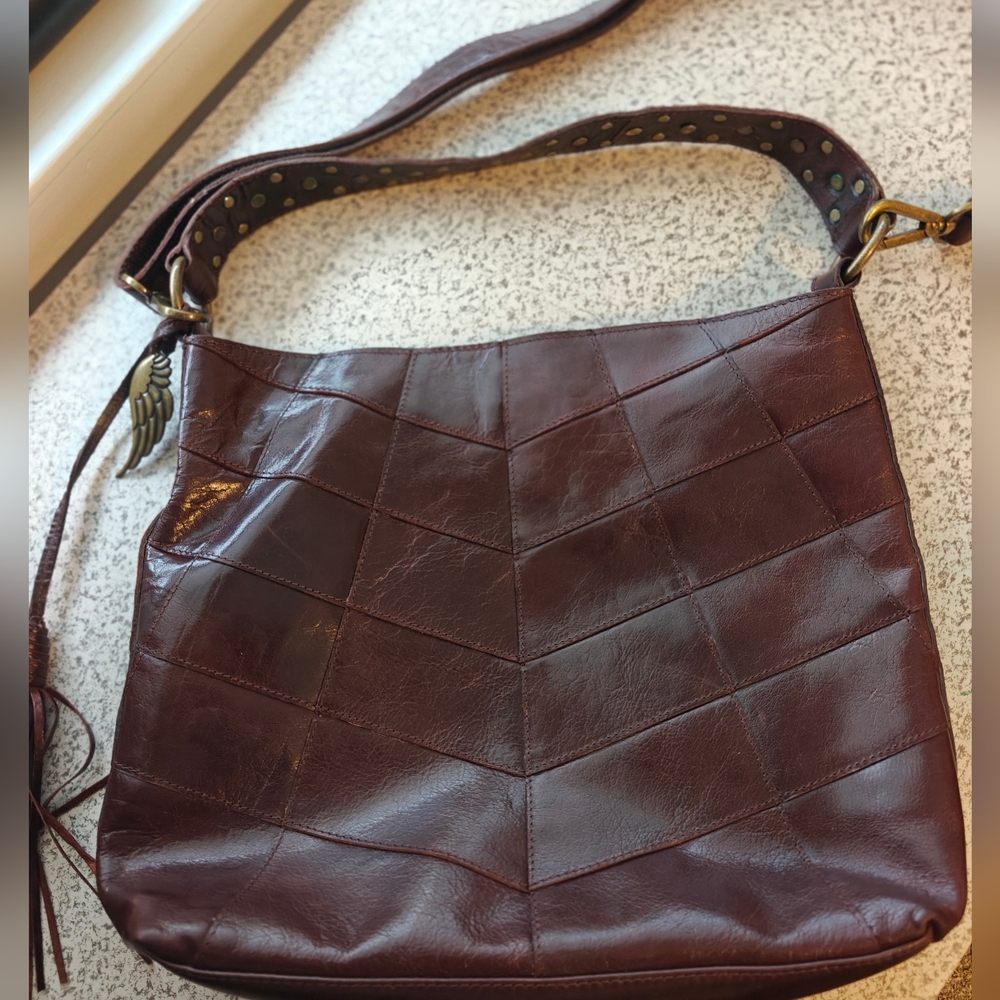 L Martino Angel Hobo Crossbody Bag Brown Quality Leather EUC Large